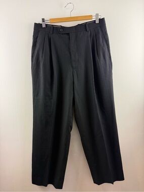 Vintage 90s High Waisted Pleated Wool Trousers Pinstripe Pants 30